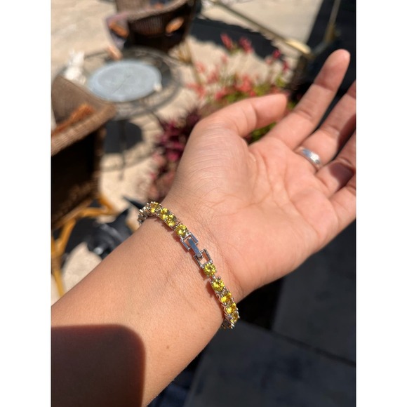 Dazzling Yellow Rhinestone Tennis Bracelet - Picture 3 of 3